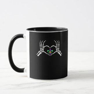 Mug Skeleton Coeur main Mardi Gras