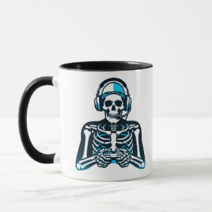 Mug Skeleton Gamer Crâne - contrôleur de casque de jeu