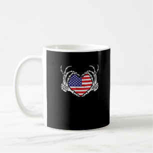 Mug Skeleton Hand Heart 4e Du Drapeau Américain Patrio