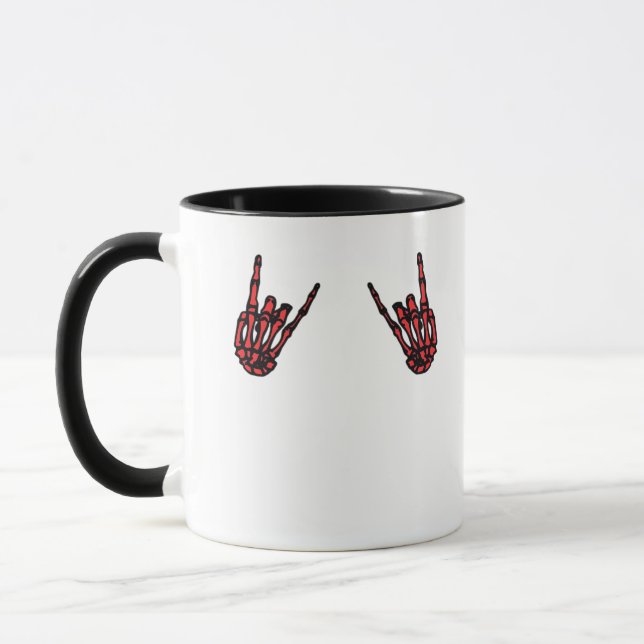 Mug Skeleton Hand Heart Roll & Red Classic (Gauche)