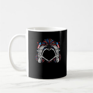 Mug Skeleton Hand Heart USA Patriotic American