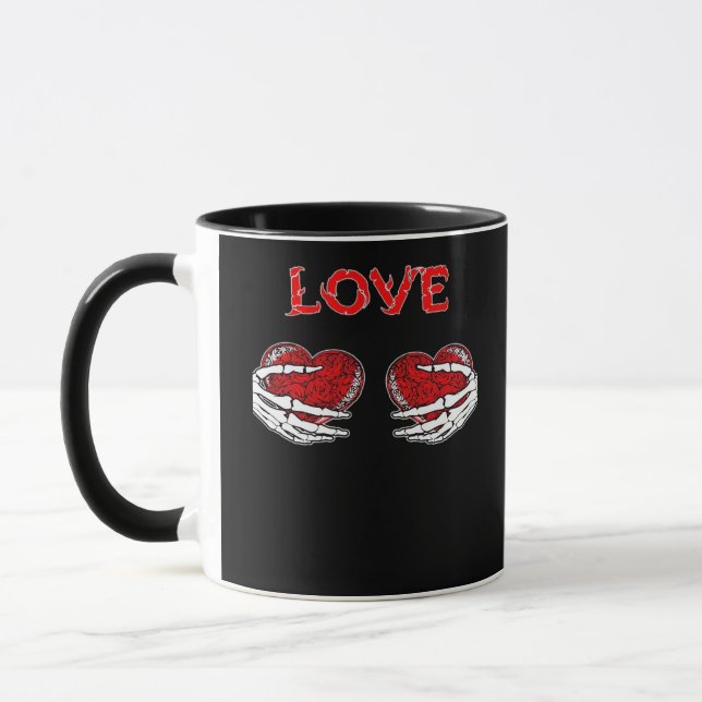 Mug Skeleton Mains Coeur Drôle Design (Gauche)