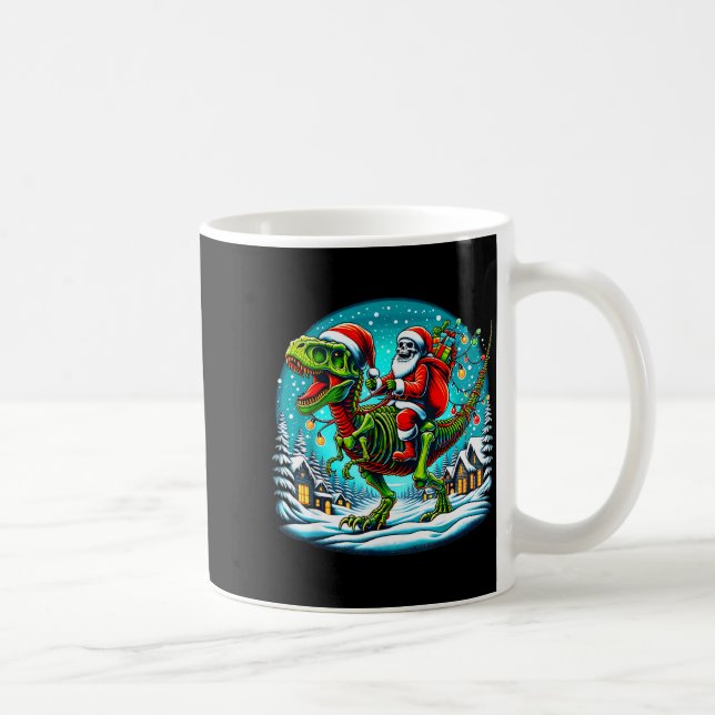 Mug Skeleton Santa Riding T Rex Dinosaur Funny Christm (Droite)
