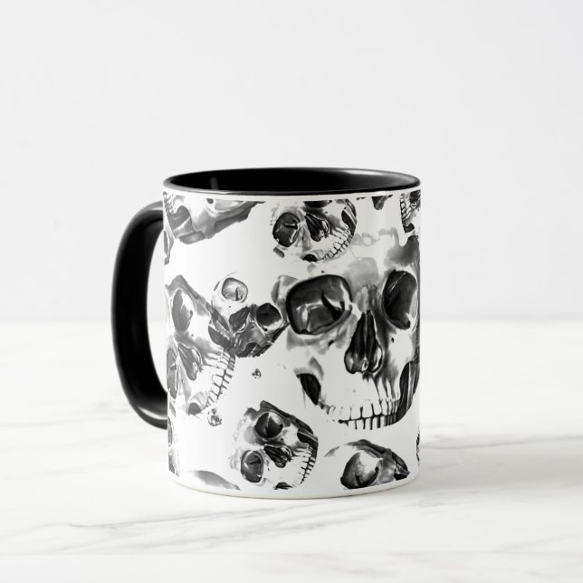 Mug Skeleton Skull Art Pattern (Devant gauche)