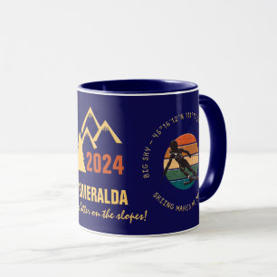 Mug Ski Big Sky, Montana - Femme Skier, Texte Jaune