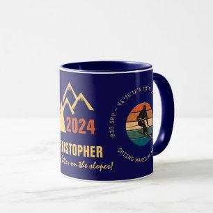 Mug Ski Big Sky, Montana - Homme Skier, Texte Jaune
