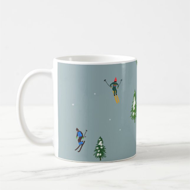 Mug Ski d'ouverture Noël Ski de vacances Skieurs Bleu (Gauche)