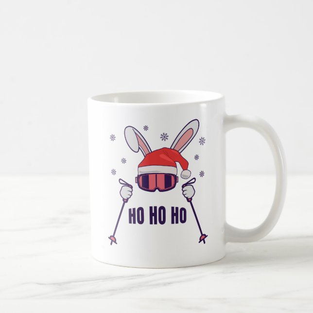 Mug Ski Père Noël Rabbit avec Santa Hat et bâtons de s (Droite)