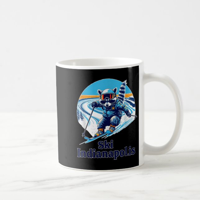 Mug Ski Raccoon De Style Rétro À Indianapolis Indiana (Droite)