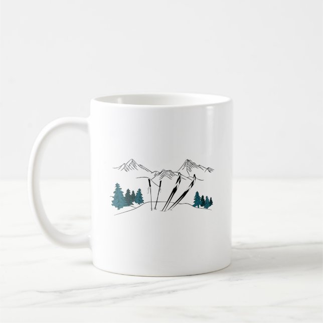 Mug Ski Vous Plus Tard Ski Scène Sports D'Hiver (Gauche)
