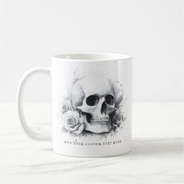 Mug Skull with roses watercolor painting