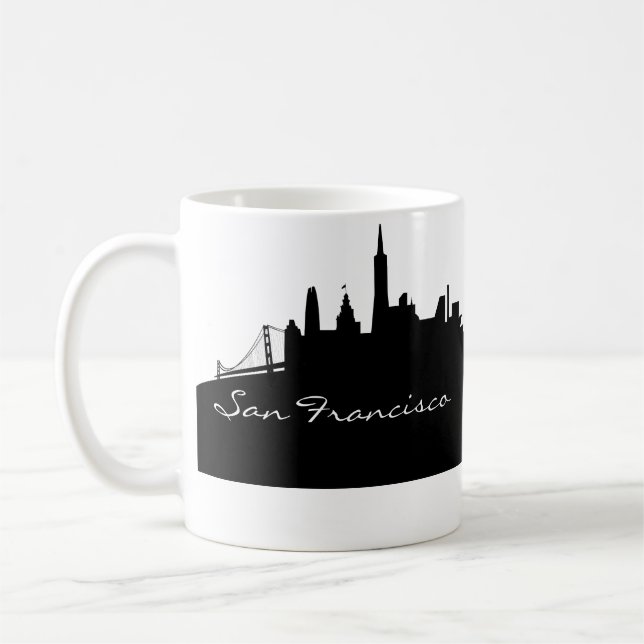 Mug Skyline San Francisco noir et blanc (Gauche)
