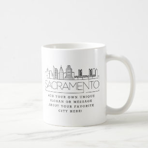 Mug Skyline stylisée de Sacramento   Slogan personnal