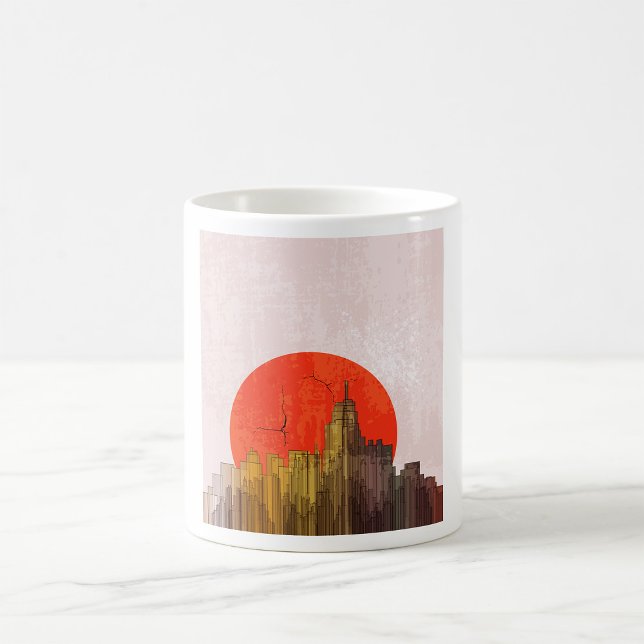 Mug Skyline urbain avec Red Sun Grunge Cityscape (Créateur téléchargé)