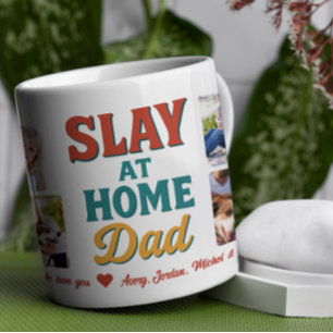 Mug Slay at Home Papa Personnalisé 8 Photo Collage