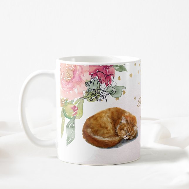 Mug Sleepy Orange Chat Maman Illustration Fille Cadeau (Créateur téléchargé)