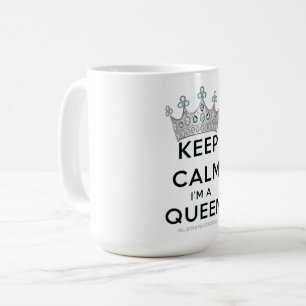 Mug SlipperyJoe's reine restez calme couronne argentée