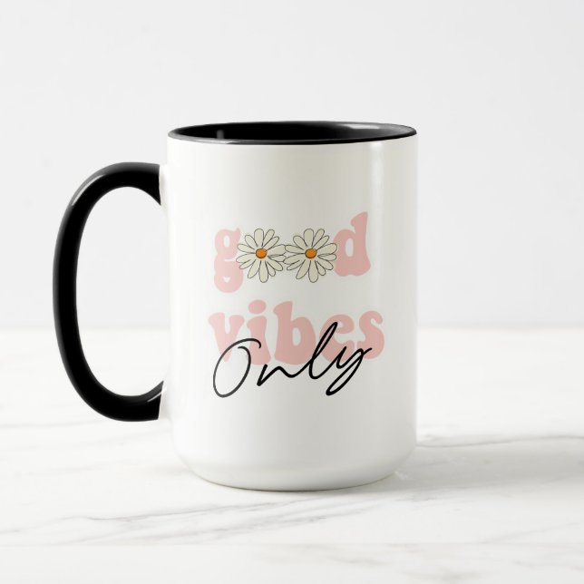 Mug Slogan hippie des années 70 de Good Vibes (Gauche)