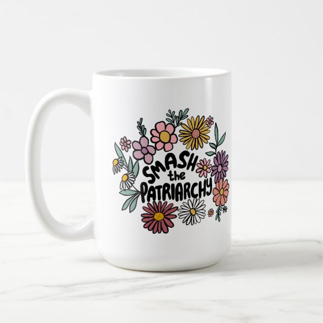 Mug SMASH the PATRIARCHY Floral mignonne Daisy à la ma (Gauche)