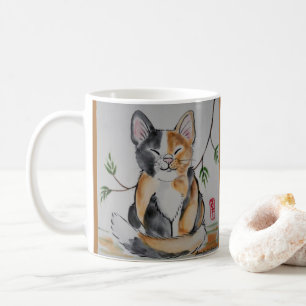Mug Smug Calico Chat et Bambou Art Carrelage de style 