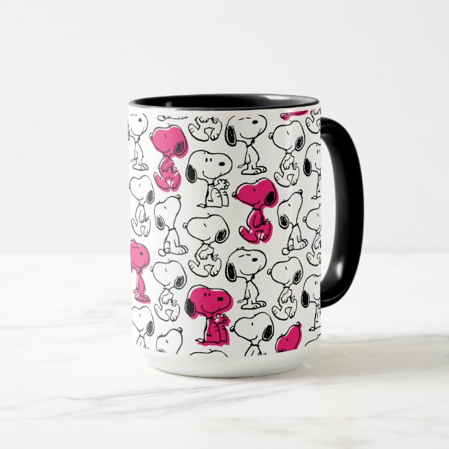 Mug Snoopy Black & Magenta Motif (Devant droit)