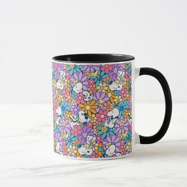 Mug Snoopy & Motif de fleurs de bois (Droite)