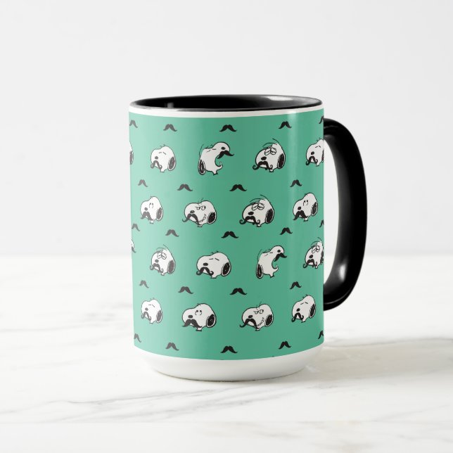Mug Snoopy Moustaches et Motif Turquoise (Devant droit)