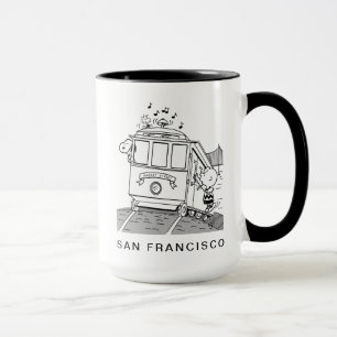 Mug Snoopy, Woodstock & Charlie Brown sur un chariot