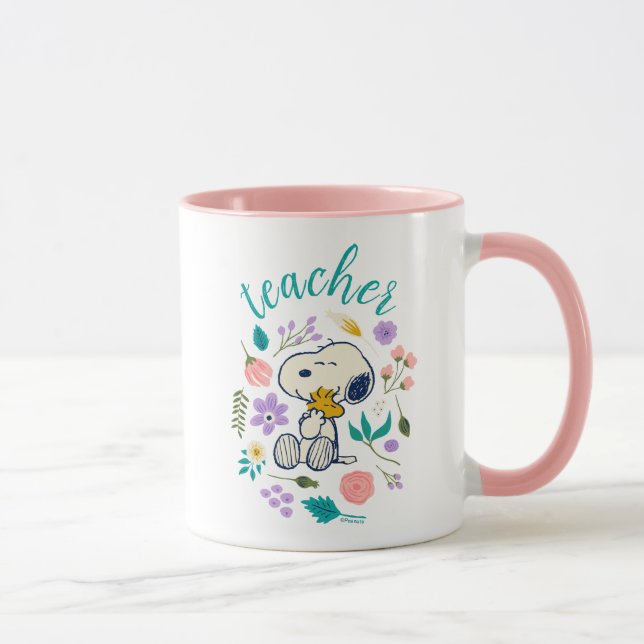 Mug Snoopy & Woodstock Flower Hug Teacher (Droite)