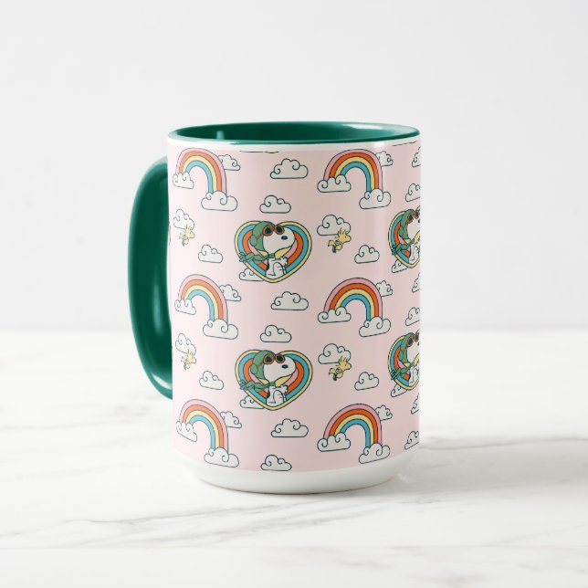 Mug Snoopy & Woodstock Rainbow Heart Motif (Devant gauche)