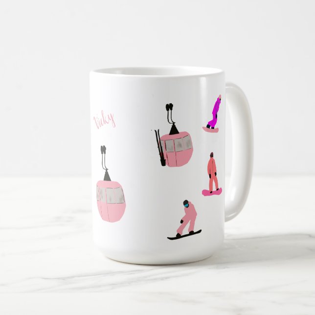 Mug Snowboard rose personnalisé (Devant droit)
