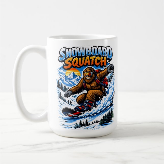 Mug Snowboard Squatch – Funny Bigfoot Snowboarding  (Gauche)