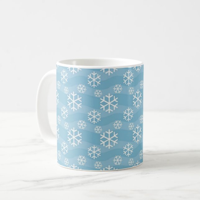 Mug Snowflake Pattern on Blue Winter (Devant gauche)