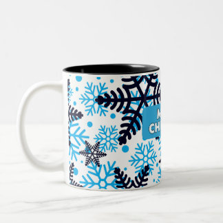 Mug Snowflake Pattern with Merry Christm Zweifarbige Tasse