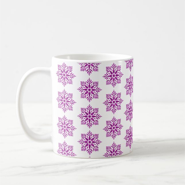 Mug Snowflake Plaid Pattern Pink Holiday (Gauche)