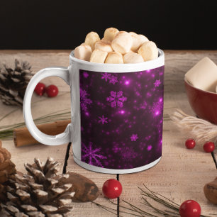 Mug Snowflakes avec Arrière - plan pourpre
