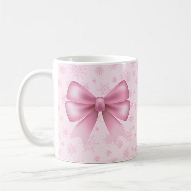 Mug Snowflakes rose et Bow (Gauche)