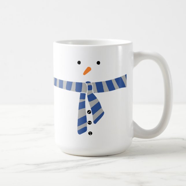 Mug Snowman bleu gris minimaliste hiver Écharpe (Droite)