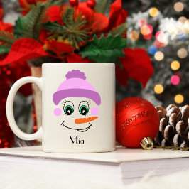 Mug Snowman personnalisé portant un Casquette avec un