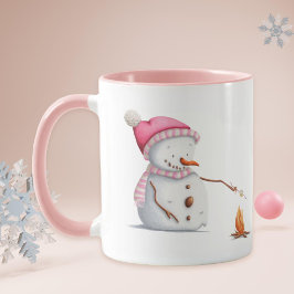 Mug Snowman rose mou