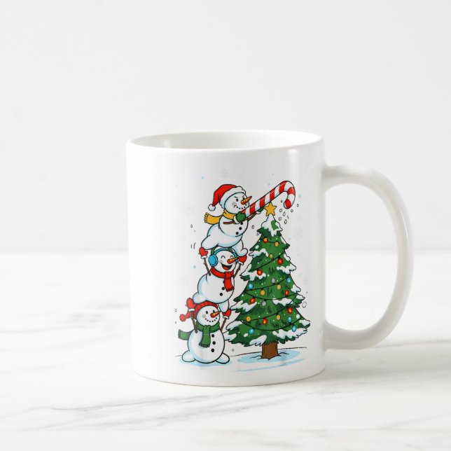 Mug Snowman Snowflake, Merry Christmas Tree, Xmas Holi (Droite)