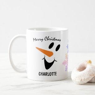 Mug Snowman Souriant Avec Bouche Ouverte. Joyeux Noël