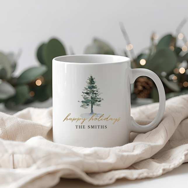 Mug Snowy Christmas Tree Nom personnalisé (Créateur téléchargé)