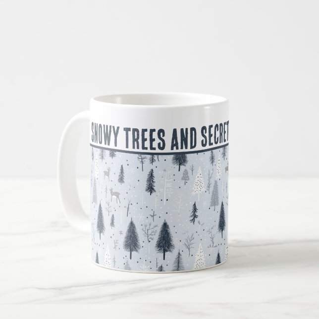 Mug Snowy Trees personnalisées et rencontres secrètes  (Devant gauche)
