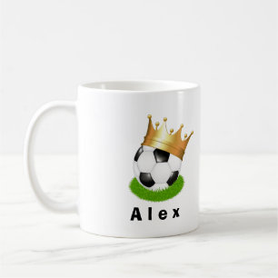 Mug Soccer King Gold Couronne Personnalisé Nom