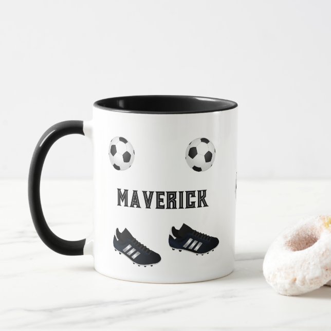 Mug Soccer star add name text (Avec donut)