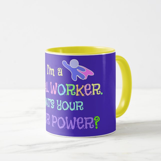 Mug Social Worker, Pastel Texte Funky Design (Devant droit)