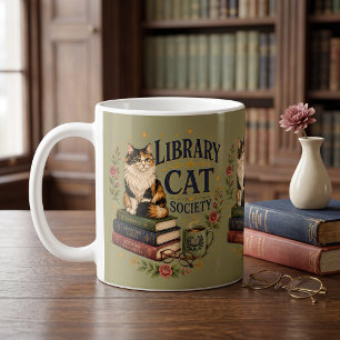 Mug Société de la Chatte de Bibliothèque Calicot Vert