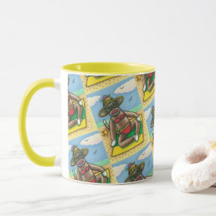 Mug SOCK MONKEY RED BIKINI, AU CARTOON DE PLAGE Drôle