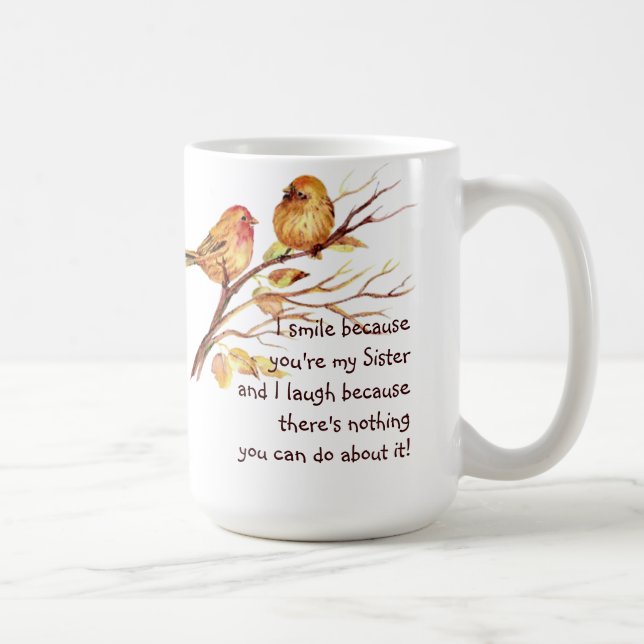 Mug Soeur amusante qui dit avec de mignons oiseaux (Droite)